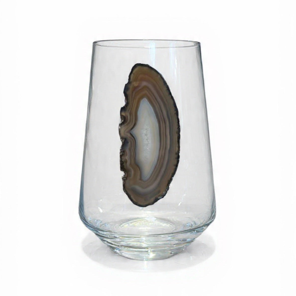 Grey Agate Sliced Geodes Crystal Wineglasses. Set of 4.