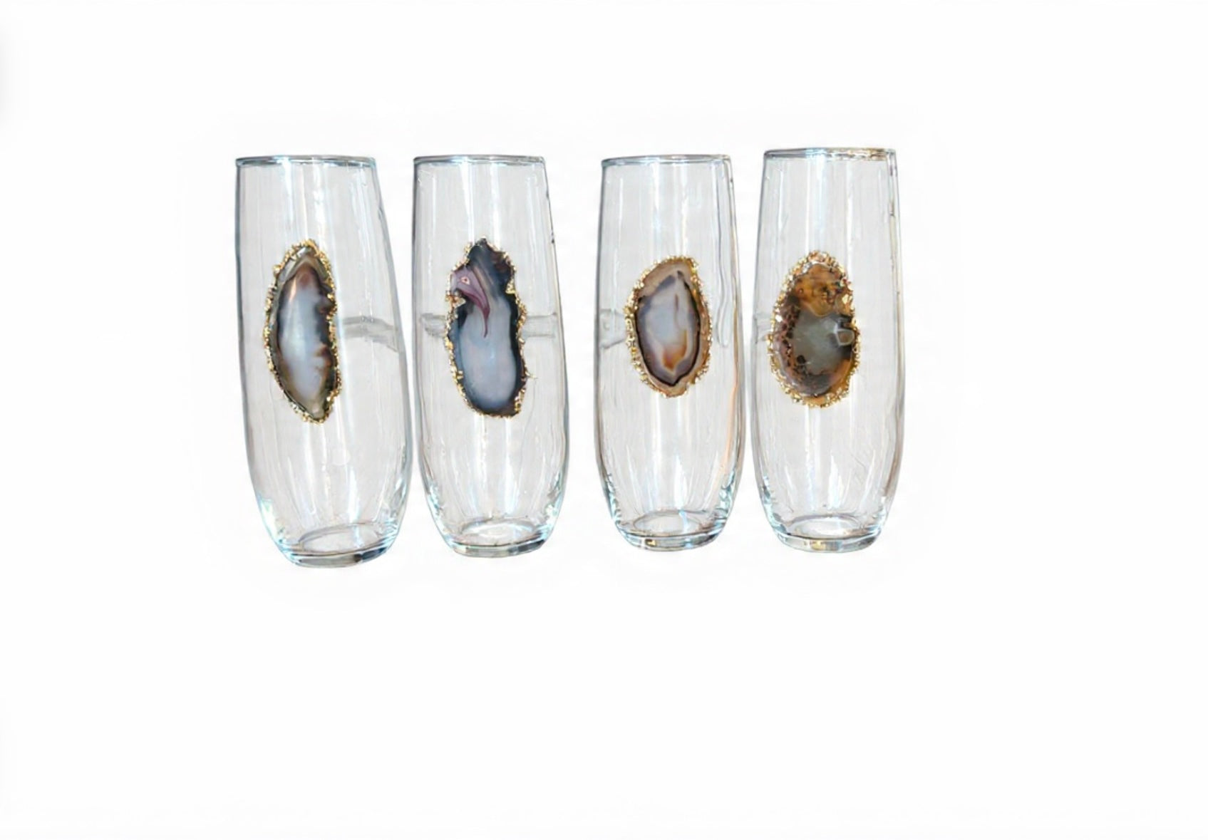 Natural Agate Geode Champagne Glasses. Set of 4