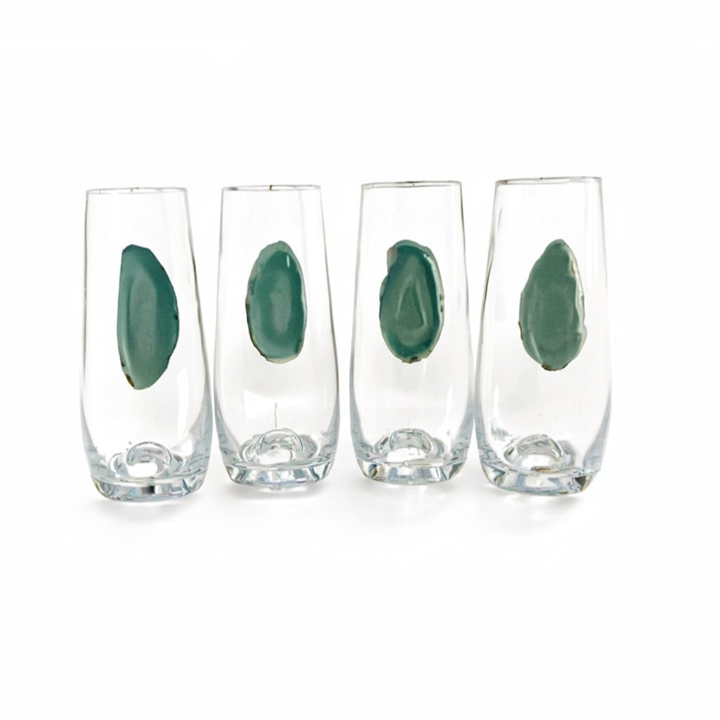Green Agate Geode Stemless Champagne .