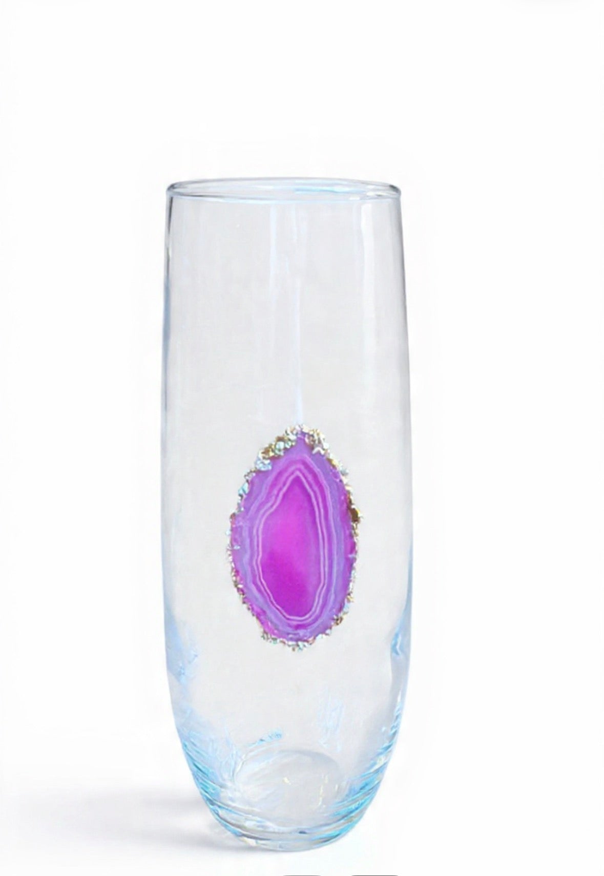 Pink agate stemless champagne glasses. Set of 4