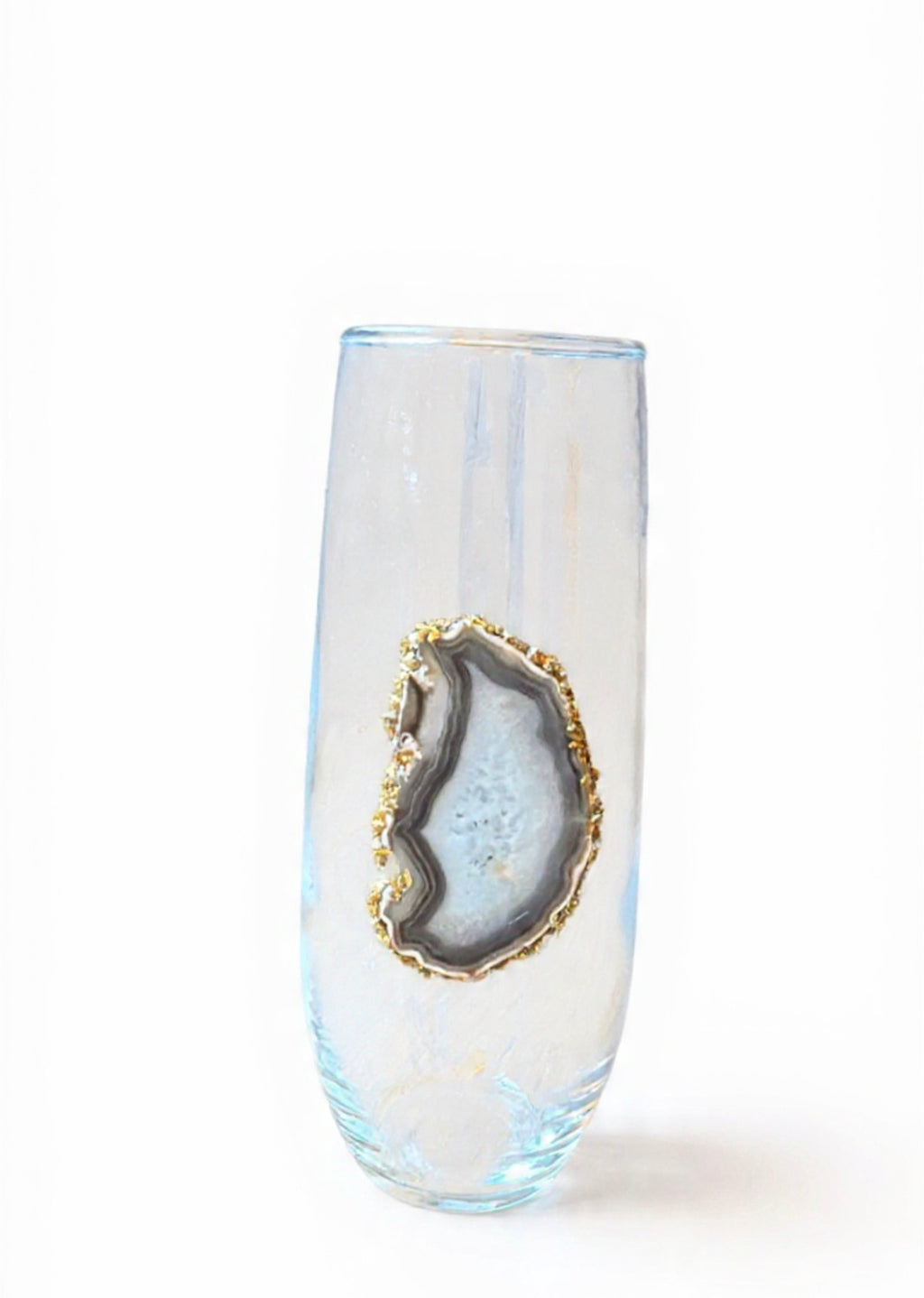 Natural agate geode stemless champagne glasses. Set of 4