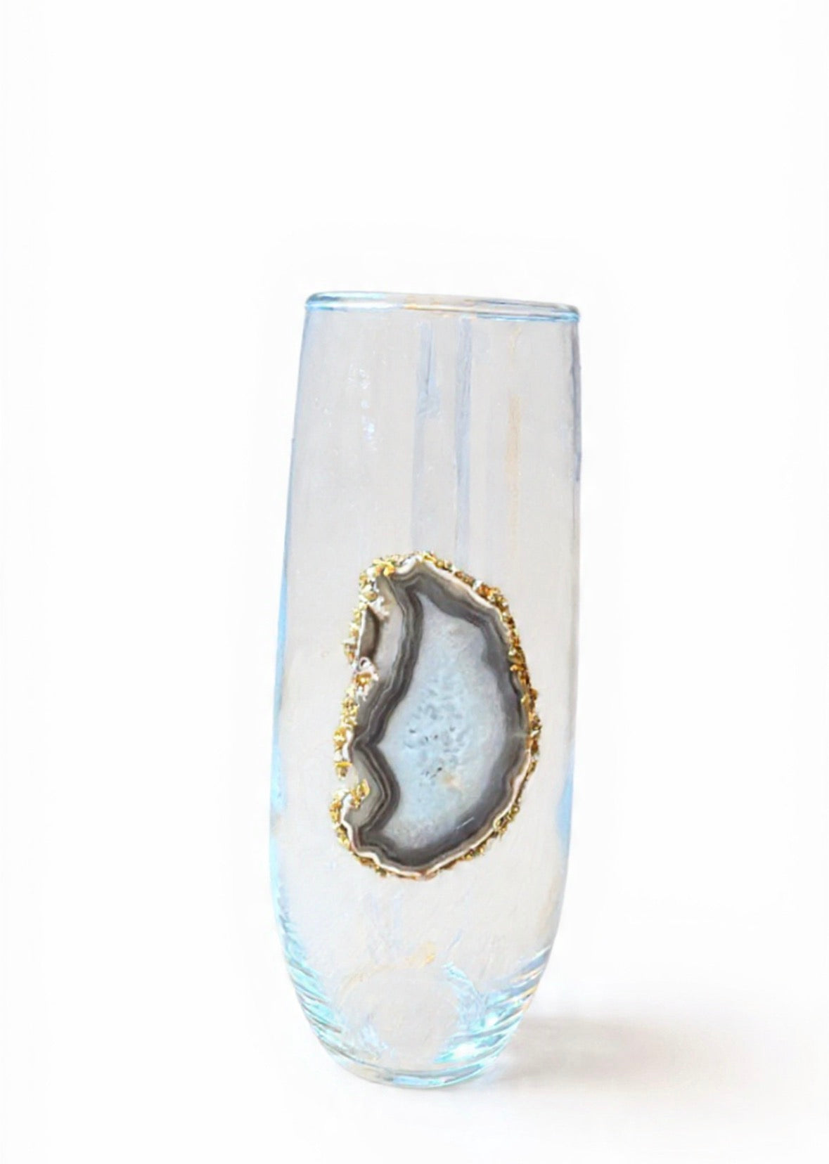 Natural agate geode stemless champagne glasses. Set of 4