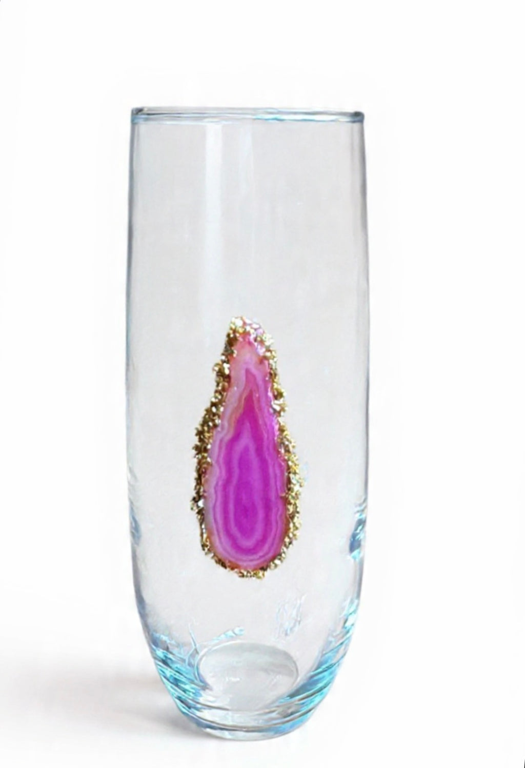 Pink agate stemless champagne glasses. Set of 4