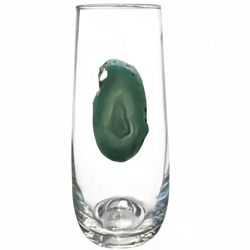 Green Agate Geode Stemless Champagne .