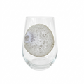 White Agate Stemless Wine Glasses on crystal. Set of 4.