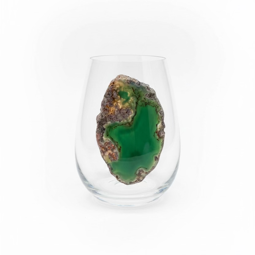 Green Agate Geode Wineglasses. Set of 4