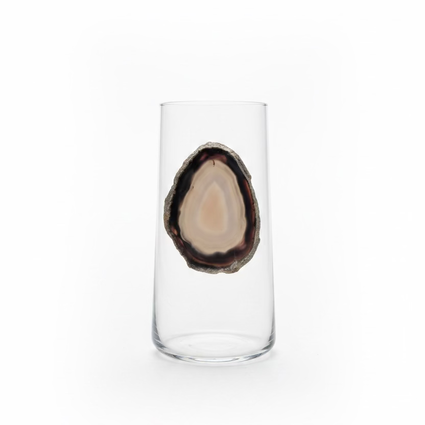 Black and GreyAgate Sliced Geode  Tumblers. Set of 4