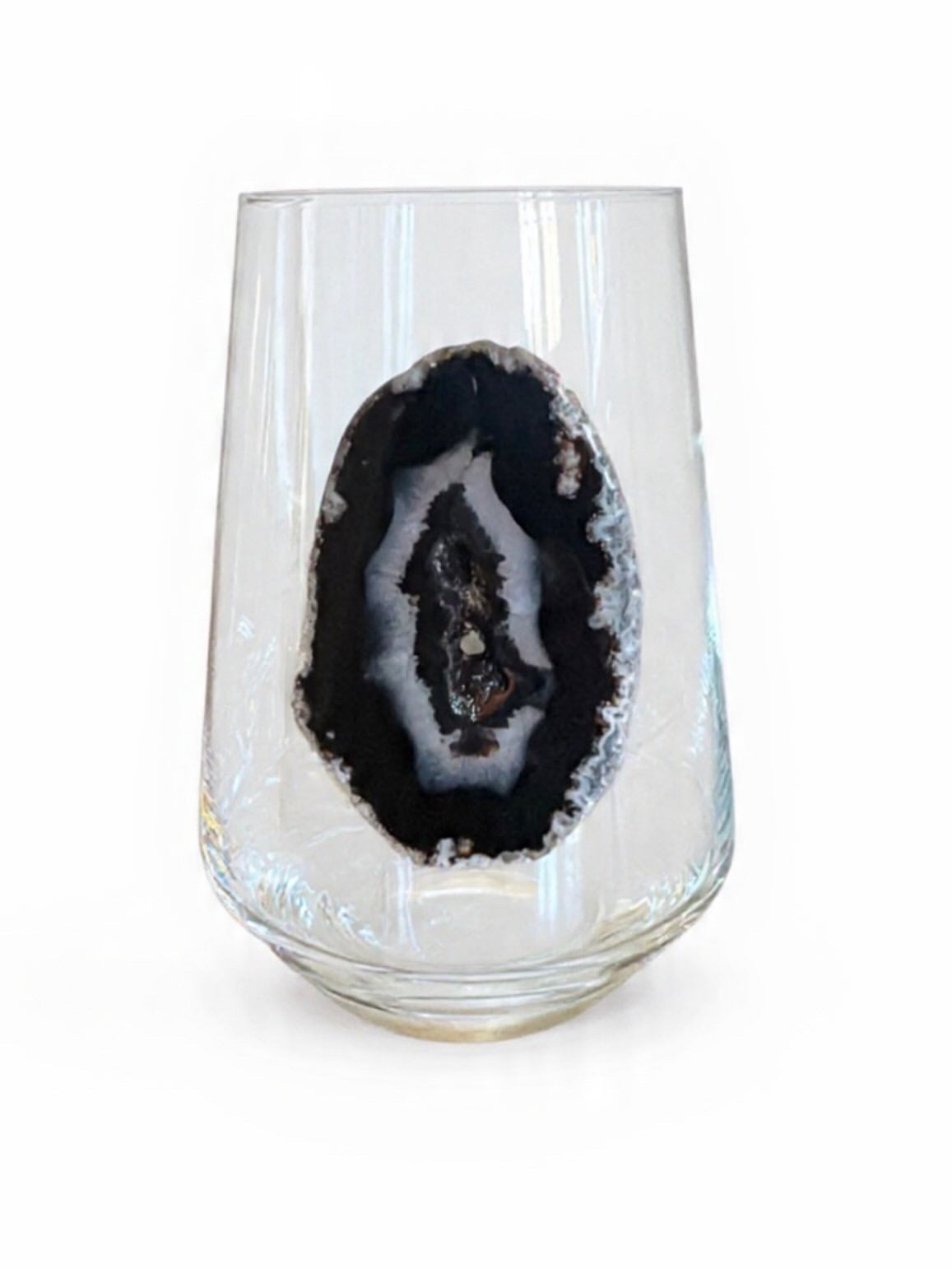 Natural Agate Geode Crystal Wineglass. Set of 4