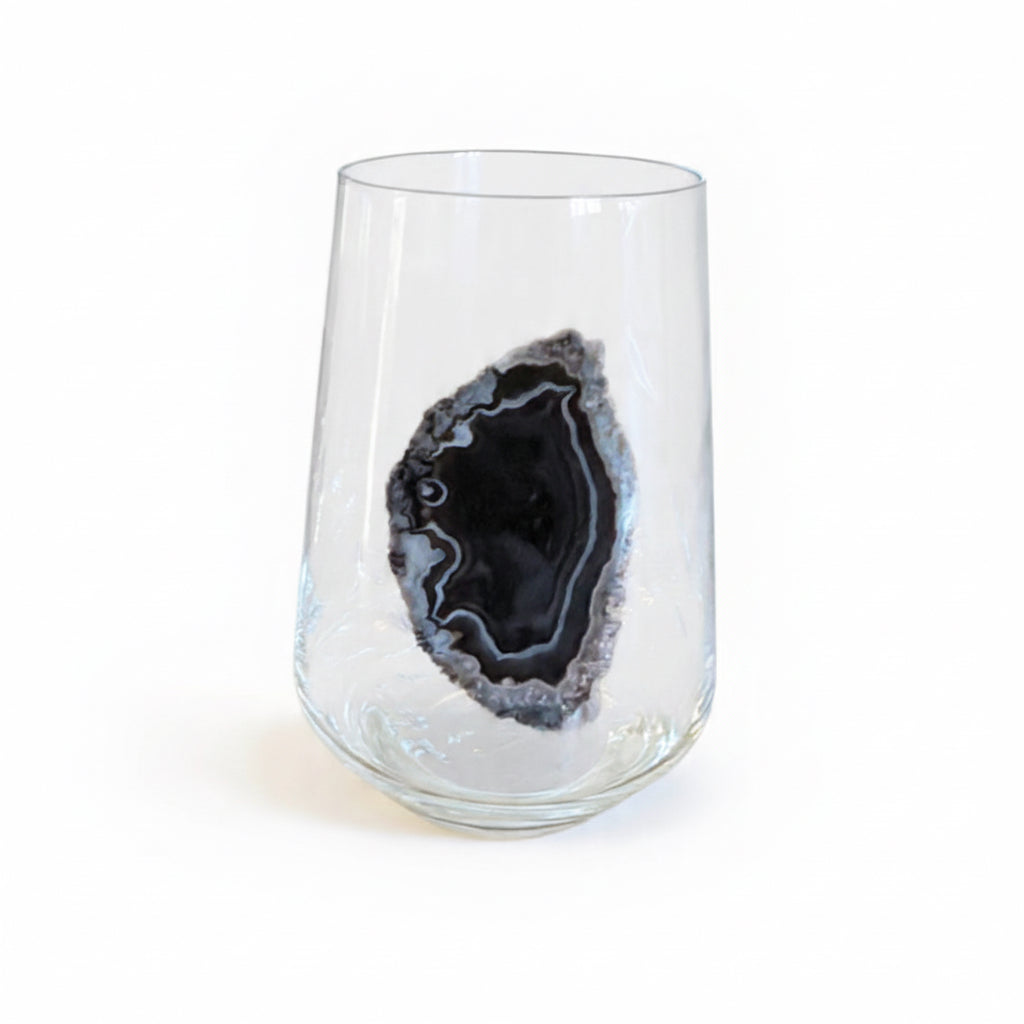 Natural Agate Geode Crystal Wineglass. Set of 4