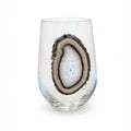 Neutral Agate Geode on Crystal Wineglass. Set of 4