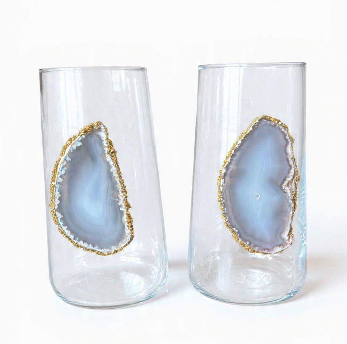 Grey Sliced Agate Geode Tumblers
