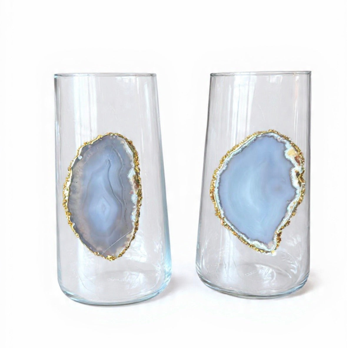Grey Sliced Agate Geode Tumblers