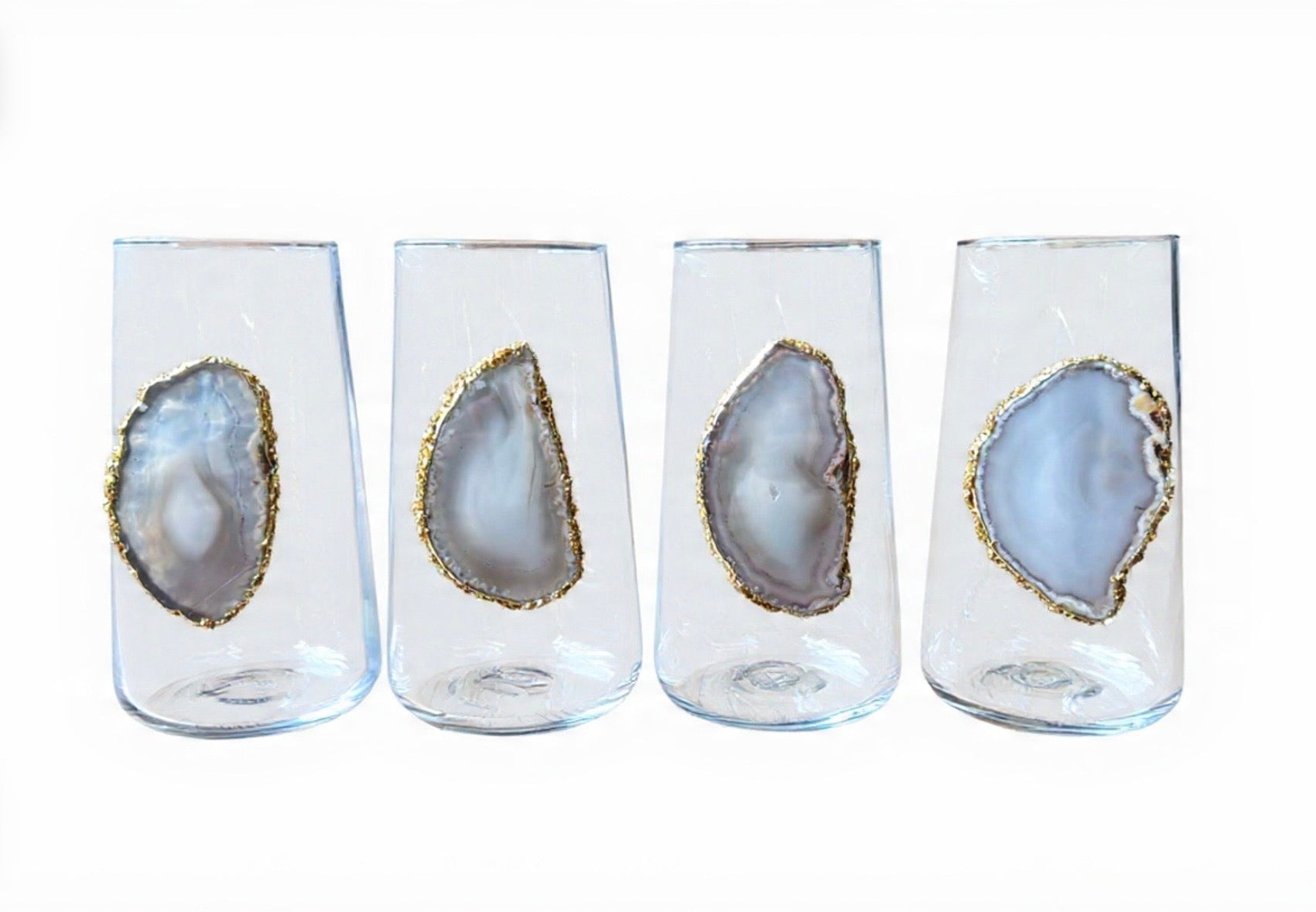 Grey Sliced Agate Geode Tumblers