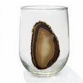 Natural Agate Sliced Geodes Stemless Wineglasses. Set of 4.
