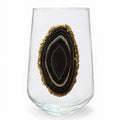 Black Agate Sliced Geode Stemless Wineglasses. Set of 4