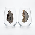 Grey and black Agate Geode on Crystal. Set of 4